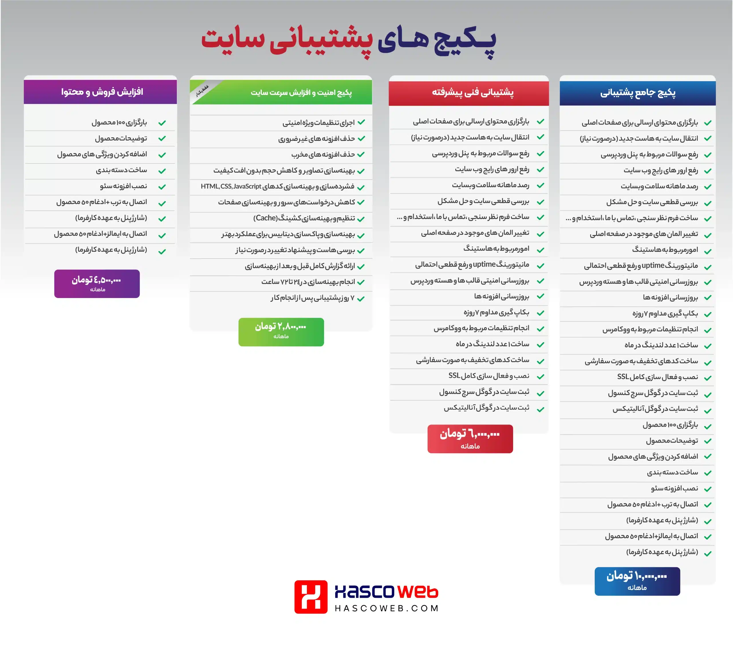تصویر پکیج پشتیبانی سایت هاسکووب