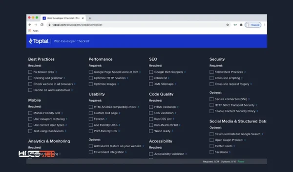 افزونه Web Developer Checklist